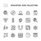 Education vector linear icons. Isolated collection of educational icons for websites. Vector symbol set of education