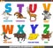 Educational alphabet set with cartoon animal characters