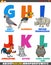 Educational alphabet set with cartoon funny animal characters