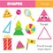 Educational children game. Learning geometric shapes. Triangle