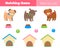 Educational children game. Match by color. Animals theme kids activity with cartoon dog