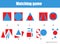 Educational children game. Matching game worksheet for kids. Match by shape. Learning whole and parts