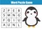 Educational children game. Word search puzzle kids activity. Animals theme. Learning vocabulary