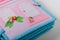 Educational felt book with small wooly details and buttons for little children. Early preschool development, distant education