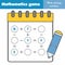 Educational game for children. Complete equations. Study Subtraction and addition. Mathematics worksheet