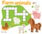 Educational game for children. farm animals crossword puzzle kids activity. learning english vocabulary.