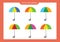 Educational game for children. Find two same umbrellas. Trains attention and concentration