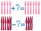 Educational game for children, illustration of mathematical addition and subtraction, examples with forks and knives.