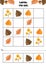 Educational game for children. Sudoku for kids. Autumn worksheet. Set of autumn leaves