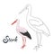 Educational game coloring book stork bird vector