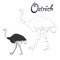 Educational game connect dots draw ostrich bird