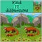 Educational game: Find differences. Mother panda walks with cute baby