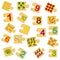 Educational game for kids. Find the right picture for the number. Collection puzzle with numbers and vegetables. Puzzle Game,