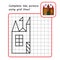 Educational game for kids. Simple exercise. Castle drawing using gri