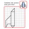 Educational game for kids. Simple exercise. Rocket drawing using grid.