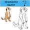 Educational game: Numbers game with contour. Little baby meerkat
