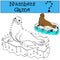 Educational game: Numbers game with contour. Mother seal with ba