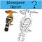 Educational game: Numbers game. Cute beautiful hoopoe sits