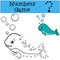 Educational game: Numbers game. Little cute baby narwhal.