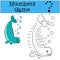 Educational game: Numbers game. Little cute lady narwhal swims.