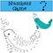 Educational game: Numbers game. Little cute lady narwhal swims.