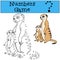 Educational game: Numbers game. Mother meerkat with baby.