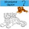 Educational games for kids: Numbers game with contour. Mother tiger with her baby.