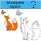 Educational games for kids: Numbers game. Cute fox looks at the butterfly