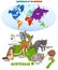 Educational illustration of cartoon Australian animals