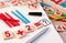 Educational kids math toy wooden board stick game counting set in kids math class kindergarten.