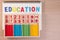 Educational kids math toy wooden board stick game counting set in kids math class kindergarten.