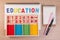 Educational kids math toy wooden board stick game counting set in kids math class kindergarten.