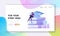 Educational Loan Landing Page Template. Tiny Female Student Character Work on Laptop