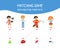 Educational Matching Game for Children, Help Kids Find Their Hats Vector Illustration