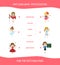 Educational Matching Game for Children, Professions, Find The Hatching Pairs Vector Illustration