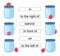 Educational material for children. Learning prepositions. Cartoon glass jar vector. Illustration for children education