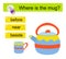 Educational material for kids. Learning prepositions. Where is the mug