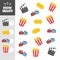 Educational math game for preschool children. How many - cinema icons