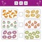 Educational mathematical game for kids. Learning counting - more, less or equal