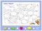Educational page for children. Find fruits, paint them, count the quantity and write the numbers. Worksheet for mathematics school