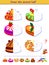 Educational page for little children. Logic puzzle game. Draw the second half of delicious Christmas cakes by example. Coloring