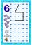 Educational page for little children on square paper. Connect the dots. Draw the number by example. Developing writing skills.