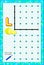 Educational page for little children on square paper. Write letter by example. Logic puzzle game.