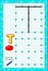 Educational page for little children on square paper. Write letter by example. Logic puzzle game.