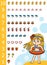 Educational poster for children about numbers from one to ten. Learning counts for preschoolers. Girl on the beach and summer