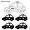 Educational Puzzle Game for kids. Find correct shadow. Taxi car. Coloring Page Outline Of cartoon taxi. Coloring book for children