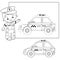 Educational Puzzle Game for kids: numbers game.Taxi car. Images transport or vehicle for children. Coloring book