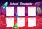 Educational school timetable template with rockets