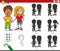 educational shadows task with girl and boy characters