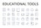 Educational tools line icons collection. Learning aids, Academic resources, Training materials, Instructional gear